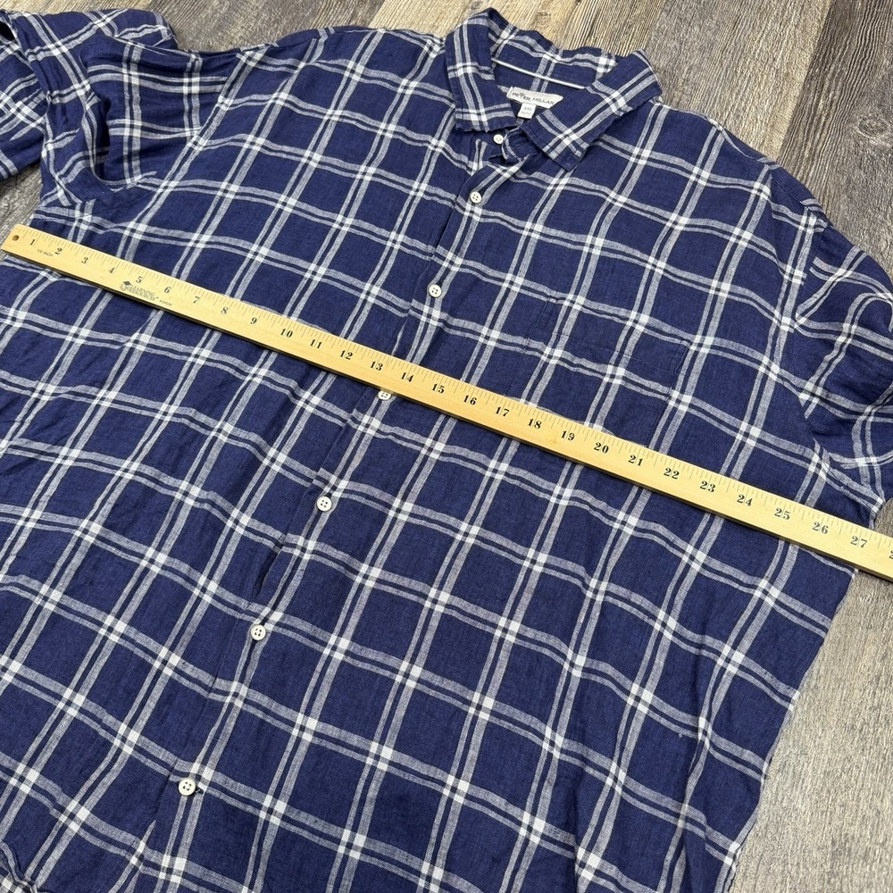 Peter Millar Men's Size XXL‎ Blue Plaid 100% Linen Button Up Long Sleeve Shirt - Picture 11 of 13
